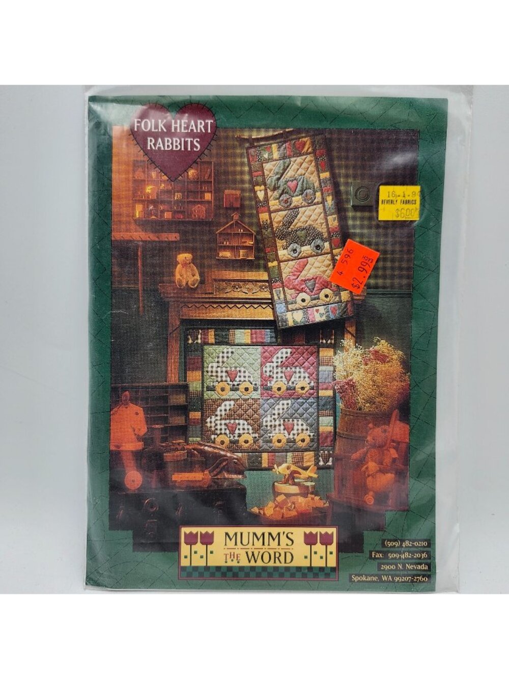 Mumms The Word Folk Heart Rabbits Quilt Banner Pattern 1994